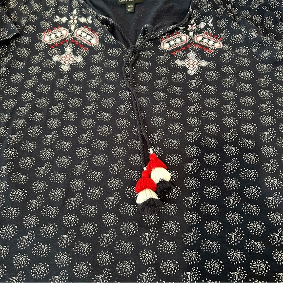 Lane Bryant Embroidered Tassel Boho Blouse Plus Size 18/20 Short Sleeve Peasant - Picture 12 of 15